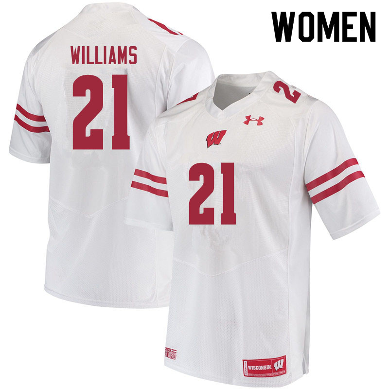 Wisconsin Badgers Women's #21 Caesar Williams NCAA Under Armour Authentic White College Stitched Football Jersey MQ40S73XU